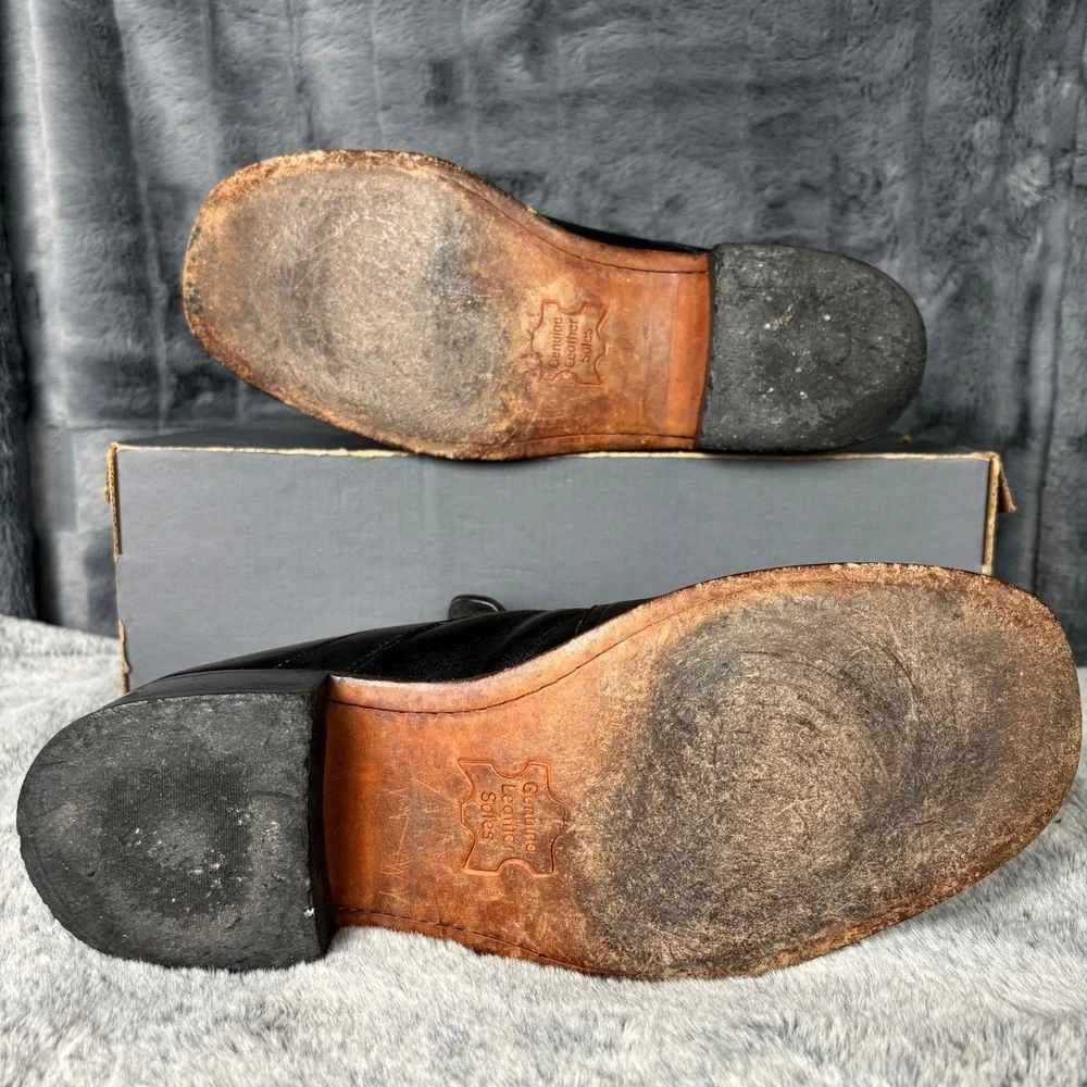 Vintage Sears Mens Black Leather Monk Strap Ankle Boots 8.5 D 74394-667 Retro